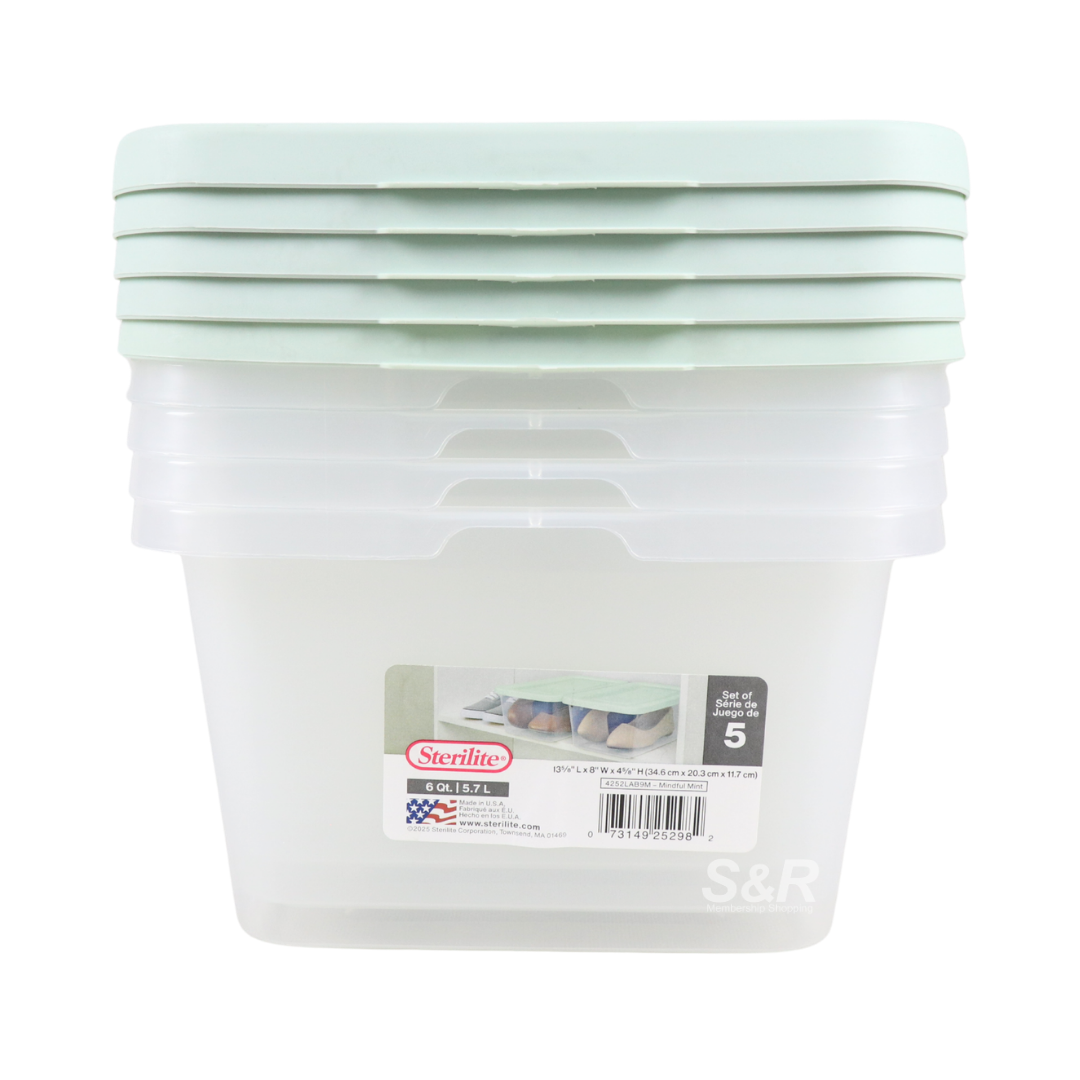 Sterilite 5.7L capacity Mindful Mint Storage Box 6 pieces